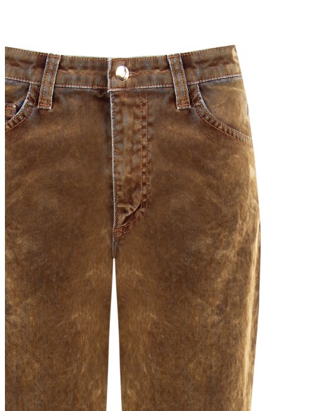 Calças Retas em Veludo Elástico Efeito Denim Délavé Rinascimento