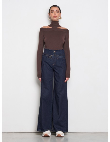 Camisola de gola alta com recorte no pescoço Rinascimento