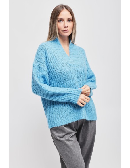 Malha de Mohair com Decote em V Maryley