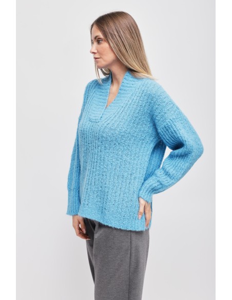 Malha de Mohair com Decote em V Maryley