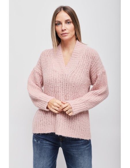 Camisola de mohair com decote em V Maryley