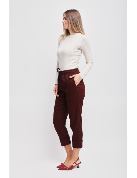 Calças estampadas com cordão e barra virada Maryley