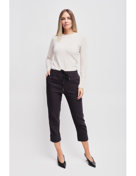 Calças Estampadas com Cordão e Vira Maryley