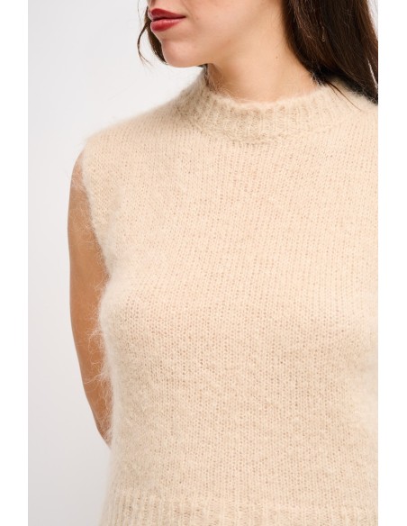 Malha Nuvola Sem Mangas Em Mohair Maryley