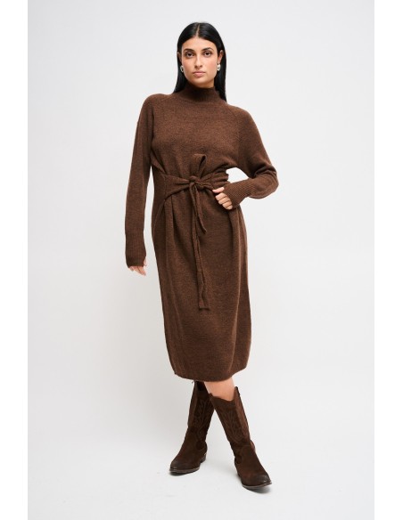 Vestido em Malha com Faixa Maryley