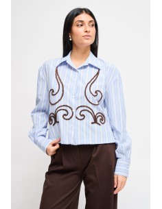 Camisa Bastoncino Cropped Com Bordados Maryley