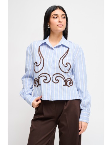 Camisa Bastoncino Cropped Com Bordados Maryley