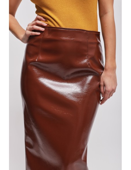 Saia midi em vinil Maryley