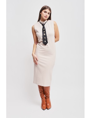 Vestido em Punto Milano com gravata Maryley