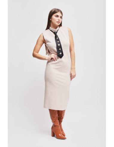 Vestido em Punto Milano com gravata Maryley