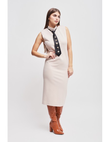 Vestido em Punto Milano com gravata Maryley