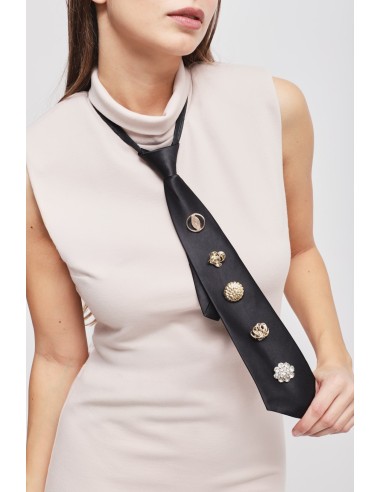 Vestido em Punto Milano com gravata Maryley