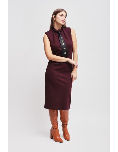 Vestido em Punto Milano com gravata Maryley