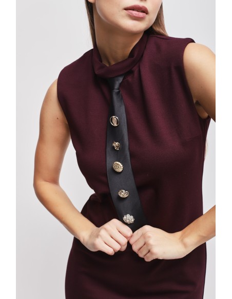 Vestido em Ponto Milano com gravata Maryley