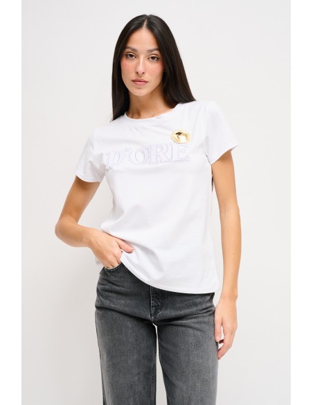 T-shirt "D'oré" com broche Maryley