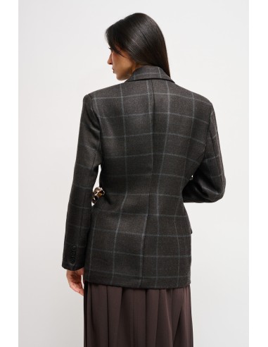 Blazer xadrez com cinto na cintura Maryley
