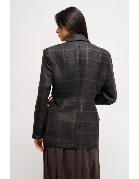 Blazer xadrez com cinto na cintura Maryley