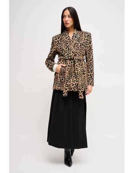 Casaco estampado de leopardo com faixa Maryley