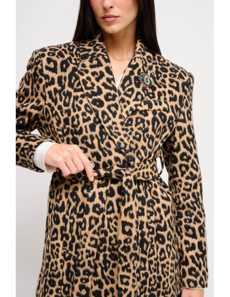 Casaco estampado de leopardo com faixa Maryley