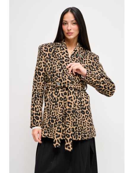 Casaco leopardo com faixa Maryley