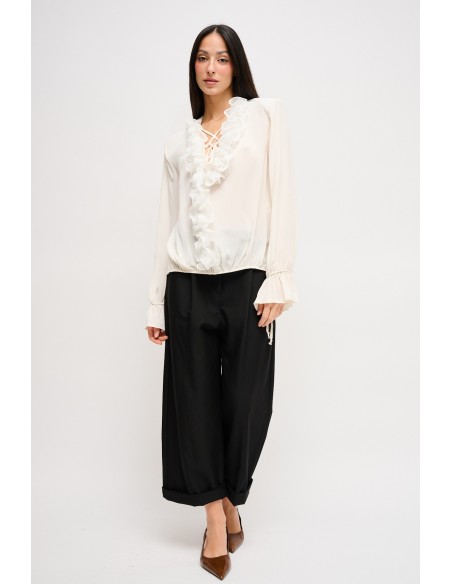 Blusa em viscose com folhos Maryley