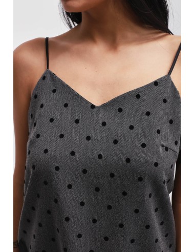 Top às bolinhas com inserções em renda Maryley