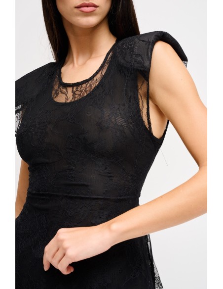 Top em renda com ombros almofadados Maryley