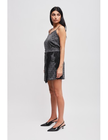 Minissaia de bolinhas com inserto em renda Maryley