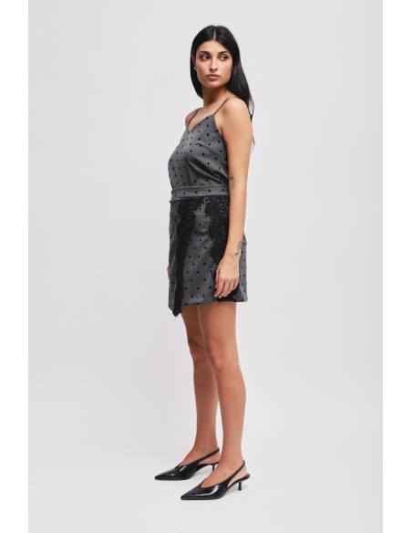 Minissaia de bolinhas com inserto em renda Maryley