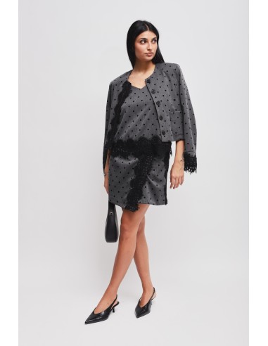 Minissaia a Pois com Inserto em Renda Maryley