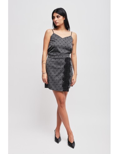 Minissaia às bolinhas com inserto em renda Maryley