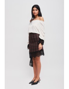 Minissaia xadrez com renda Maryley 2