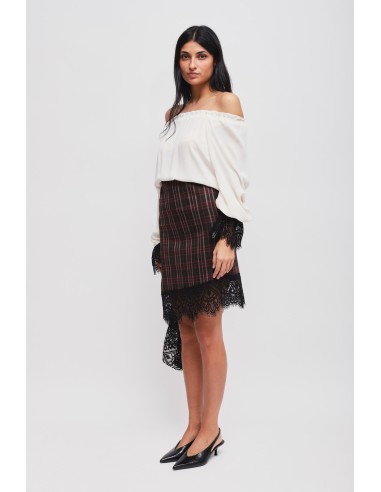 Minissaia Xadrez com Renda Maryley