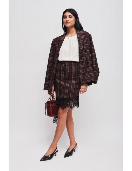 Minissaia Xadrez Com Renda Maryley