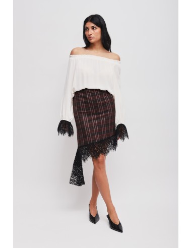 Minissaia xadrez com renda Maryley