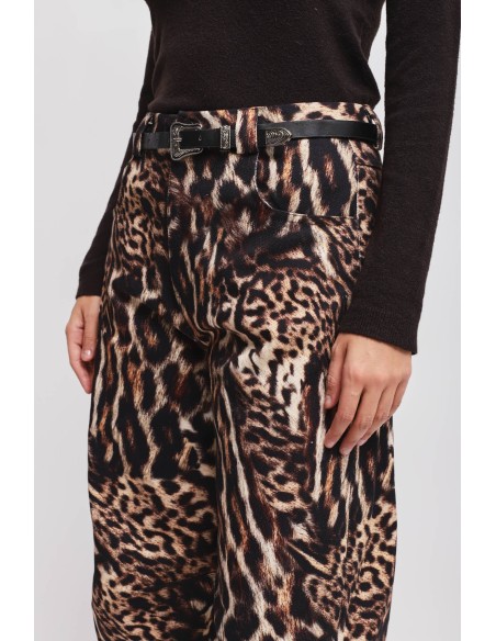 Calças balloon com padrão de leopardo e cinto Maryley