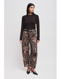 Calças balloon com estampa de leopardo e cinto Maryley