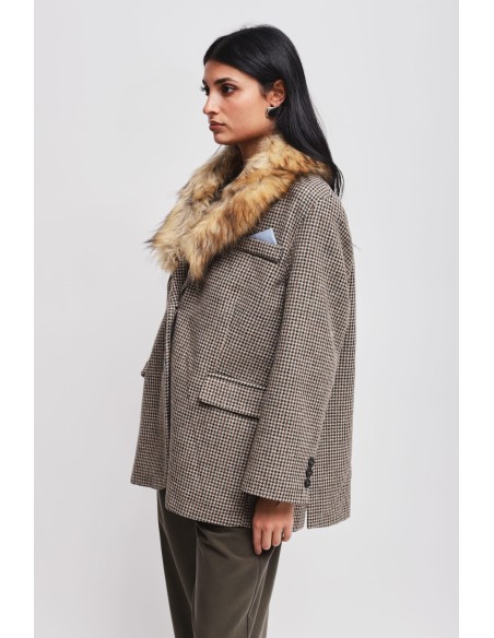 Casaco oversize com gola em pelo sintético Maryley