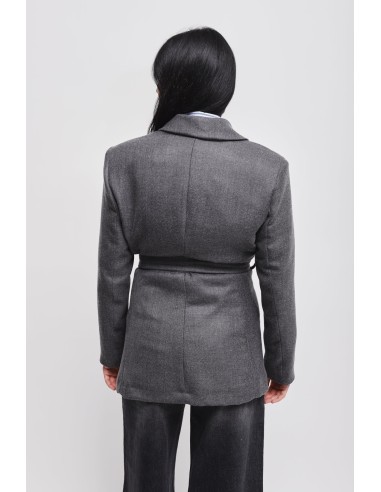 Blazer de duplo abotoamento com faixa Maryley