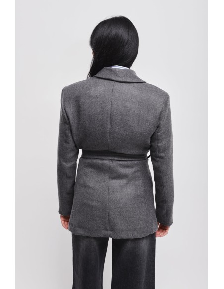 Blazer de duplo abotoamento com faixa Maryley