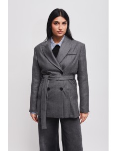 Blazer cruzado com faixa Maryley