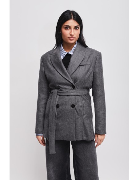 Blazer cruzado com faixa Maryley