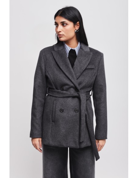 Blazer cruzado com faixa Maryley