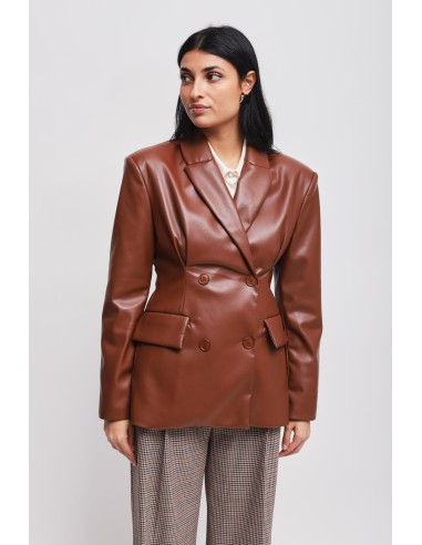 Blazer de abotoamento duplo em pele sintética Maryley