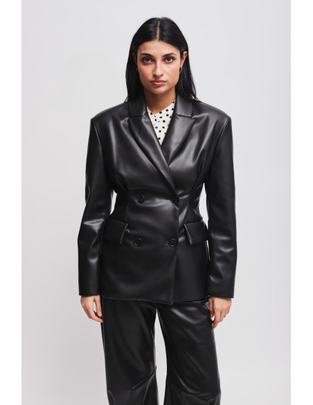Blazer Cruzado em Pele Ecológica Maryley