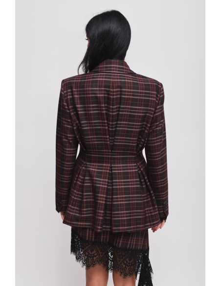Blazer xadrez cruzado ajustado Maryley