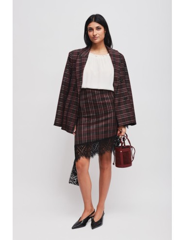 Blazer xadrez acinturado de abotoamento duplo Maryley