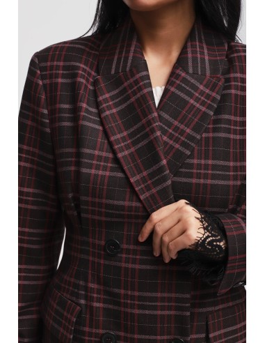 Blazer xadrez de abotoamento duplo ajustado Maryley