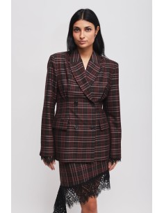 Blazer xadrez cruzado ajustado Maryley