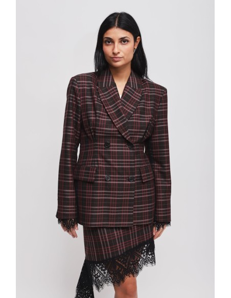 Blazer xadrez cruzado ajustado Maryley
